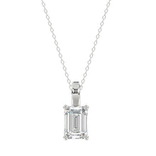 Load image into Gallery viewer, LADIES SOLITAIRE PENDANT WITH CHAIN 2CT EMERALD DIAMOND 14K WHITE GOLD