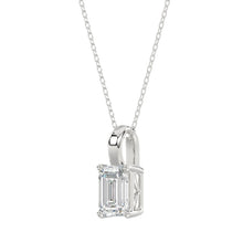 Load image into Gallery viewer, LADIES SOLITAIRE PENDANT WITH CHAIN 2CT EMERALD DIAMOND 14K WHITE GOLD
