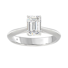 Load image into Gallery viewer, LADIES SOLITAIRE RING 1 1/2CT EMERALD DIAMOND 14K WHITE GOLD