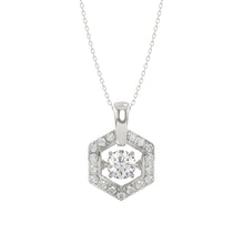 Load image into Gallery viewer, LADIES DANCING DIAMOND PENDANT WITH CHAIN 1/2CT ROUND DIAMOND 14K WHITE GOLD (CENTER STONE ROUND DIAMOND 1/3CT)