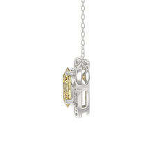 Load image into Gallery viewer, 14K WHITE GOLD CRAFTED WITH 18K YELLOW GOLD BACK PLATE 1.00CT ROUND/YELLOW OVAL DIAMOND LADIES NECKLACE