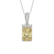 Load image into Gallery viewer, 14K WHITE GOLD CRAFTED WITH 18K YELLOW GOLD BACK PLATE 1 1/2CT ROUND/YELLOW EMERALD DIAMOND LADIES PENDANT WITH CHAIN