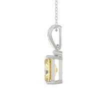 Load image into Gallery viewer, 14K WHITE GOLD CRAFTED WITH 18K YELLOW GOLD BACK PLATE 1 1/2CT ROUND/YELLOW EMERALD DIAMOND LADIES PENDANT WITH CHAIN