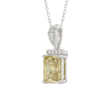 Load image into Gallery viewer, 14K WHITE GOLD CRAFTED WITH 18K YELLOW GOLD BACK PLATE 1 1/2CT ROUND/YELLOW EMERALD DIAMOND LADIES PENDANT WITH CHAIN