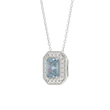 Load image into Gallery viewer, 14K WHITE GOLD CRAFTED WITH 18K YELLOW GOLD BACK PLATE 1 1/4CT ROUND/BLUE EMERALD DIAMOND LADIES PENDANT WITH CHAIN