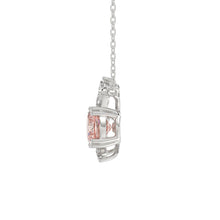 Load image into Gallery viewer, 14K WHITE GOLD CRAFTED WITH 18K YELLOW GOLD BACK PLATE 1/10CT ROUND/PINK CUSHION DIAMOND LADIES NECKLACE WITH CHAIN