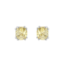Load image into Gallery viewer, 14K WHITE GOLD 1.00CT YELLOW CUSHION DIAMOND LADIES EARRINGS