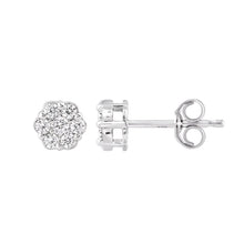 Load image into Gallery viewer, 14K Elegant White Gold Diamond Flower Earrings – 0.15ct -1ct Natural Diamonds