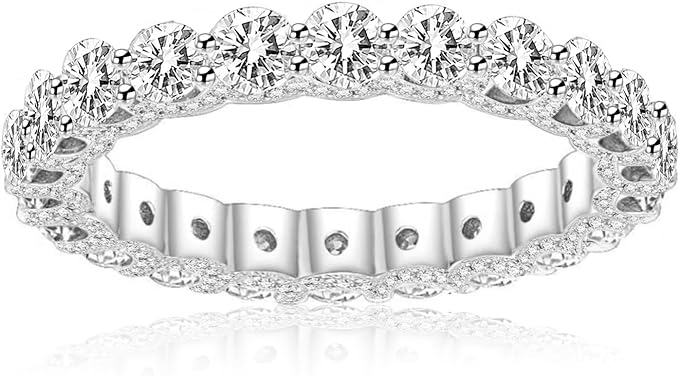 Moissanite 2.1 CT Ring for Women Enternity Diamond wirh Zircon Band Wedding Ring GRA