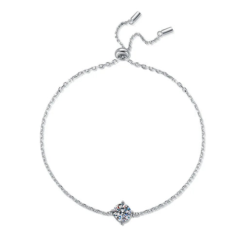 Elegant moissanite bracelet 1CT 925 sterling silver round cut adjustable for women
