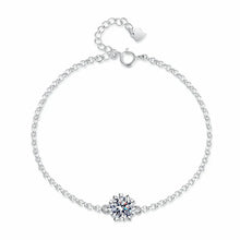 Load image into Gallery viewer, Adjustable clasp detail of 925 sterling silver moissanite bracelet – 1 carat round cut
