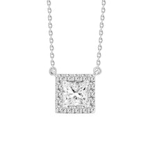 Load image into Gallery viewer, LADIES NECKLACE 1CT ROUND/PRINCESS DIAMOND 14K WHITE GOLD (CENTER STONE PRINCESS DIAMOND 3/4CT )
