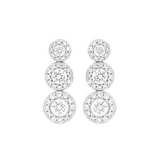 Load image into Gallery viewer, LADIES EARRINGS 3 3/4CT ROUND DIAMOND 14K WHITE GOLD (CENTER STONE ROUND DIAMOND 1 1/3C T )
