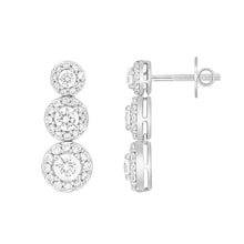 Load image into Gallery viewer, LADIES EARRINGS 3 3/4CT ROUND DIAMOND 14K WHITE GOLD (CENTER STONE ROUND DIAMOND 1 1/3C T )
