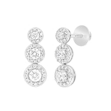 Load image into Gallery viewer, LADIES EARRINGS 3 3/4CT ROUND DIAMOND 14K WHITE GOLD (CENTER STONE ROUND DIAMOND 1 1/3C T )
