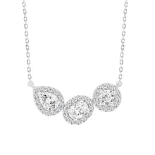 Load image into Gallery viewer, LADIES NECKLACE 2 1/2CT ROUND/PEAR/OVAL DIAMOND 14K WHITE GOLD (CENTER STONE ROUND/PEAR/OVAL DIAMOND 1/2CT 3/4CT 5/8CT )
