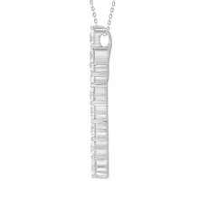 Load image into Gallery viewer, LADIES CROSS PENDANT WITH CHAIN 3CT ROUND DIAMOND 14K WHITE GOLD
