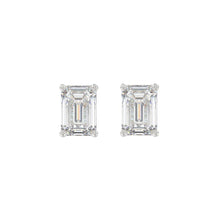 Load image into Gallery viewer, 14K WHITE GOLD 2CT EMERALD DIAMOND LADIES SOLITAIRE EARRINGS 
