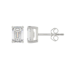 Load image into Gallery viewer, 14K WHITE GOLD 2CT EMERALD DIAMOND LADIES SOLITAIRE EARRINGS 
