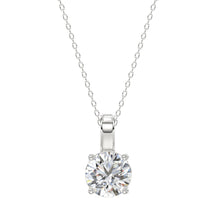 Load image into Gallery viewer, LADIES SOLITAIRE PENDANT WITH CHAIN 1 1/2CT ROUND DIAMOND 14K WHITE GOLD
