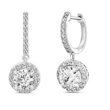 Load image into Gallery viewer, LADIES EARRINGS 2 1/2CT ROUND DIAMOND 14K WHITE GOLD (CENTER STONE ROUND DIAMOND 2CT )
