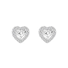Load image into Gallery viewer, 14K WHITE GOLD1 3/8CT ROUND / HEART DIAMOND LADIES EARRINGS (CENTER STONE HEART DIAMOND 1CT )
