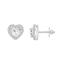 Load image into Gallery viewer, 14K WHITE GOLD1 3/8CT ROUND / HEART DIAMOND LADIES EARRINGS (CENTER STONE HEART DIAMOND 1CT )
