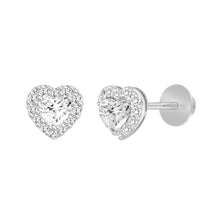 Load image into Gallery viewer, 14K WHITE GOLD1 3/8CT ROUND / HEART DIAMOND LADIES EARRINGS (CENTER STONE HEART DIAMOND 1CT )
