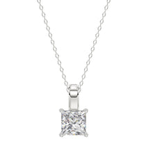 Load image into Gallery viewer, LADIES SOLITAIRE PENDANT WITH CHAIN 2CT PRINCESS DIAMOND 14K WHITE GOLD
