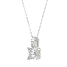 Load image into Gallery viewer, LADIES SOLITAIRE PENDANT WITH CHAIN 2CT PRINCESS DIAMOND 14K WHITE GOLD
