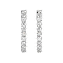 Load image into Gallery viewer, LADIES HOOP EARRINGS 5CT ROUND DIAMOND 14K WHITE GOLD
