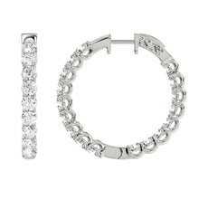 Load image into Gallery viewer, LADIES HOOP EARRINGS 5CT ROUND DIAMOND 14K WHITE GOLD
