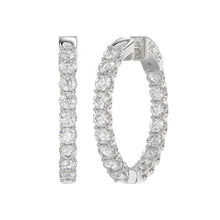 Load image into Gallery viewer, LADIES HOOP EARRINGS 5CT ROUND DIAMOND 14K WHITE GOLD
