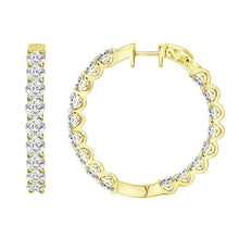 Load image into Gallery viewer, LADIES HOOP EARRINGS 5CT ROUND DIAMOND 14K YELLOW GOLD
