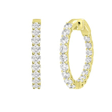 Load image into Gallery viewer, LADIES HOOP EARRINGS 5CT ROUND DIAMOND 14K YELLOW GOLD
