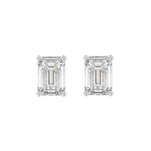 Load image into Gallery viewer, LADIES SOLITAIRE EARRINGS 3CT EMERALD DIAMOND 14K WHITE GOLD
