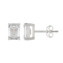 Load image into Gallery viewer, LADIES SOLITAIRE EARRINGS 3CT EMERALD DIAMOND 14K WHITE GOLD
