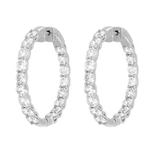 Load image into Gallery viewer, LADIES HOOP EARRINGS 7CT ROUND DIAMOND 14K WHITE GOLD
