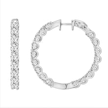 Load image into Gallery viewer, LADIES HOOP EARRINGS 7CT ROUND DIAMOND 14K WHITE GOLD
