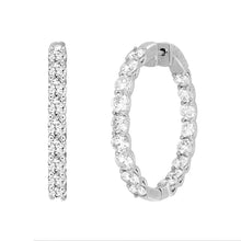 Load image into Gallery viewer, LADIES HOOP EARRINGS 7CT ROUND DIAMOND 14K WHITE GOLD

