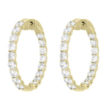 Load image into Gallery viewer, LADIES HOOP EARRINGS 7CT ROUND DIAMOND 14K YELLOW GOLD
