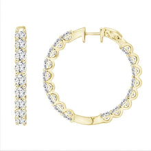 Load image into Gallery viewer, LADIES HOOP EARRINGS 7CT ROUND DIAMOND 14K YELLOW GOLD
