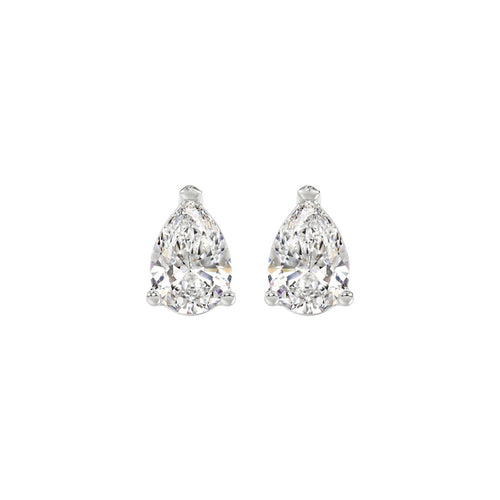 LADIES SOLITAIRE EARRINGS 2CT PEAR DIAMOND 14K WHITE GOLD
