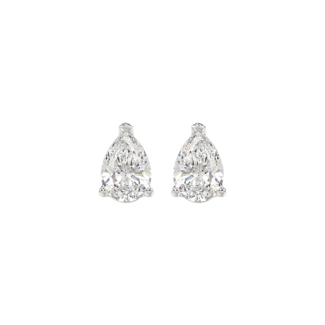 LADIES SOLITAIRE EARRINGS 1 1/2CT PEAR DIAMOND 14K WHITE GOLD