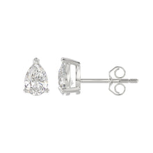 Load image into Gallery viewer, LADIES SOLITAIRE EARRINGS 1 1/2CT PEAR DIAMOND 14K WHITE GOLD
