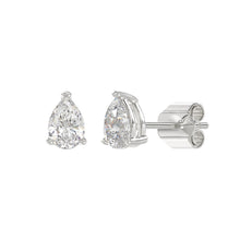 Load image into Gallery viewer, LADIES SOLITAIRE EARRINGS 1 1/2CT PEAR DIAMOND 14K WHITE GOLD

