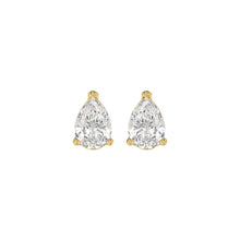 Load image into Gallery viewer, LADIES SOLITAIRE EARRINGS 1 1/2CT PEAR DIAMOND 14K YELLOW GOLD
