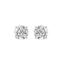 Load image into Gallery viewer, LADIES SOLITAIRE EARRINGS 3CT ROUND DIAMOND 14K WHITE GOLD (CENTER STONE ROUND DIAMOND 1 1/2CT)
