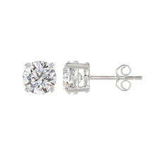 Load image into Gallery viewer, LADIES SOLITAIRE EARRINGS 3CT ROUND DIAMOND 14K WHITE GOLD (CENTER STONE ROUND DIAMOND 1 1/2CT)
