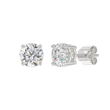 Load image into Gallery viewer, LADIES SOLITAIRE EARRINGS 3CT ROUND DIAMOND 14K WHITE GOLD (CENTER STONE ROUND DIAMOND 1 1/2CT)
